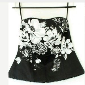 🌻WHBM Black and White Floral Print Bustier size 6